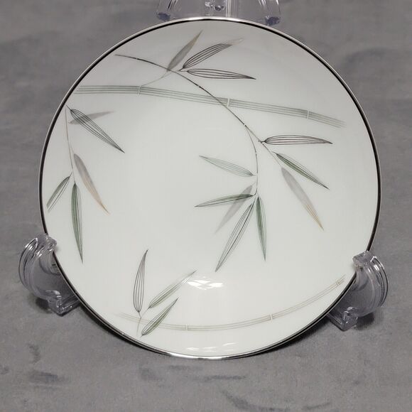 6 Noritake Bambina Berry Dessert Bowl 5.5in White Green Silver Bamboo MCM 5791 - Picture 13 of 16